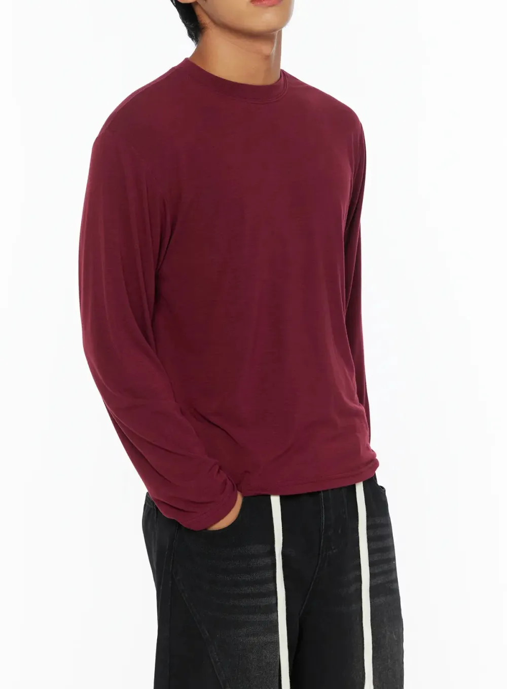 Men's Solid Basic Long Sleeve Tee