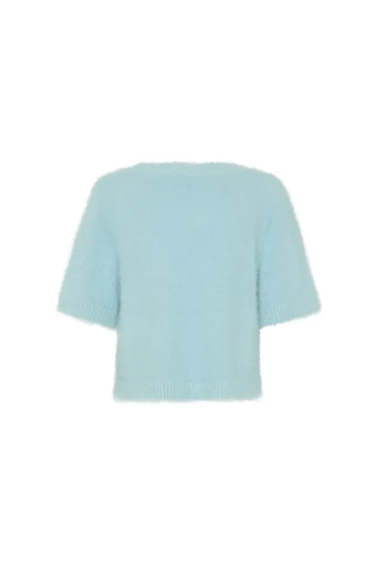 Blue V-Neck Knit Top