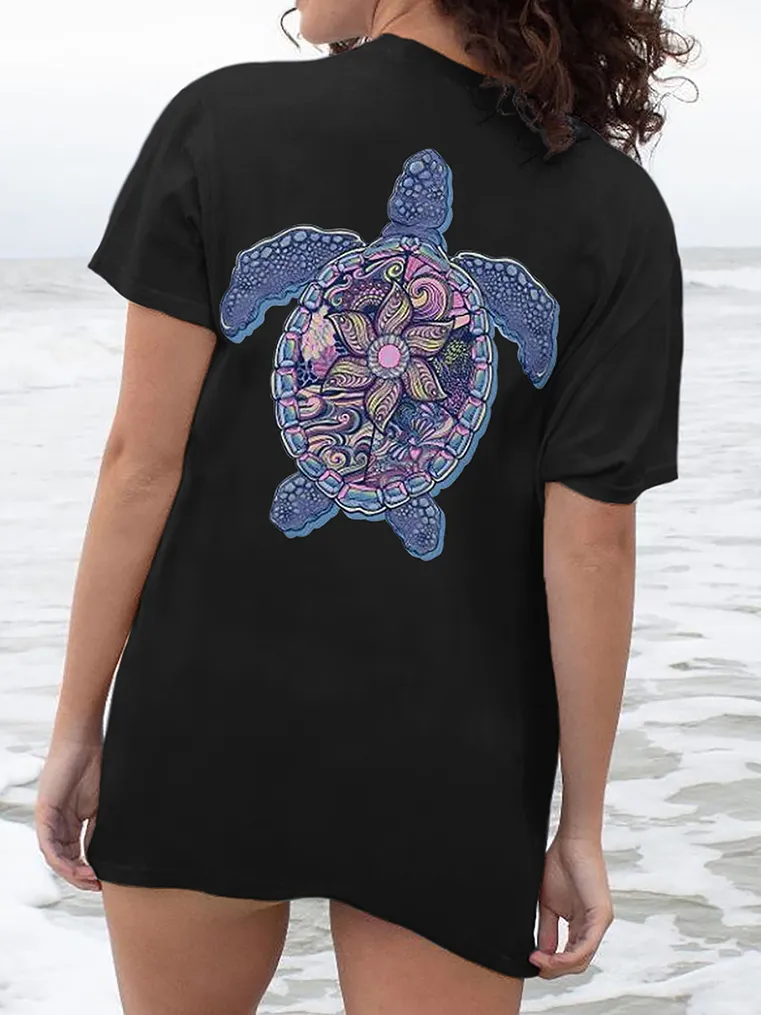 Intricate Sea Turtle Pattern Short - Sleeve Tee