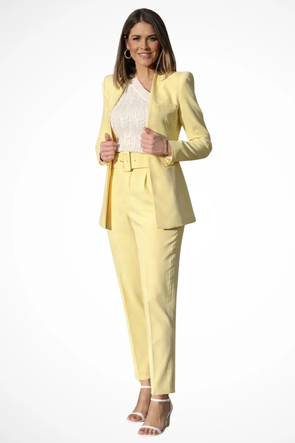  Tailored Blazer Wide Leg Pants Suit Set