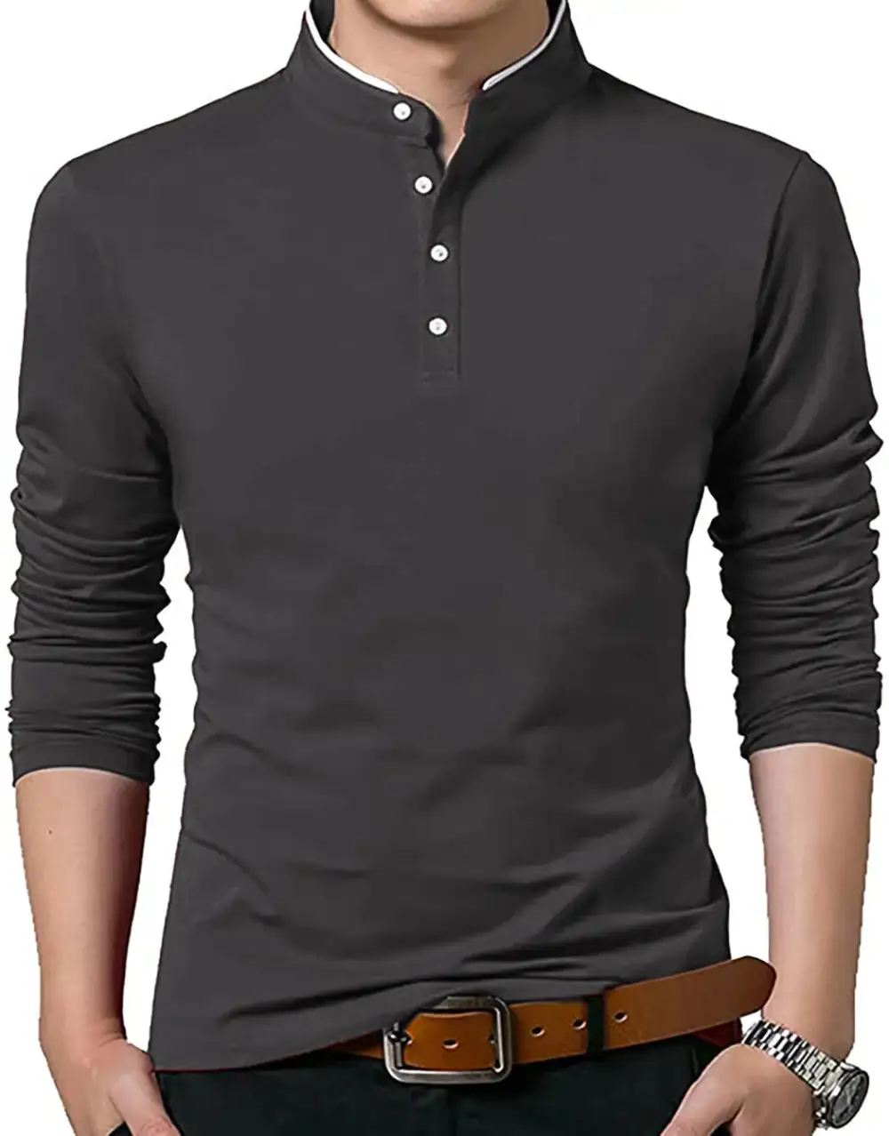 Refined Mandarin Collar Grandad Collar Polo Collar Polo Shirt
