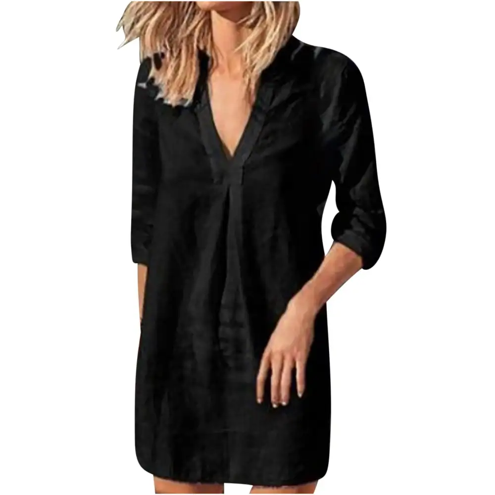 Women's A-Line V-Neck Long-Sleeve Beach Dress