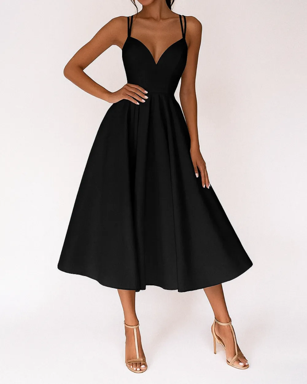 Formal V Neck Occasion Midi Dress