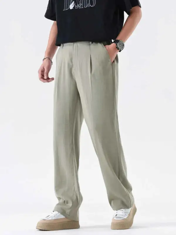 Relaxed Fit Wide Leg Casual Pants