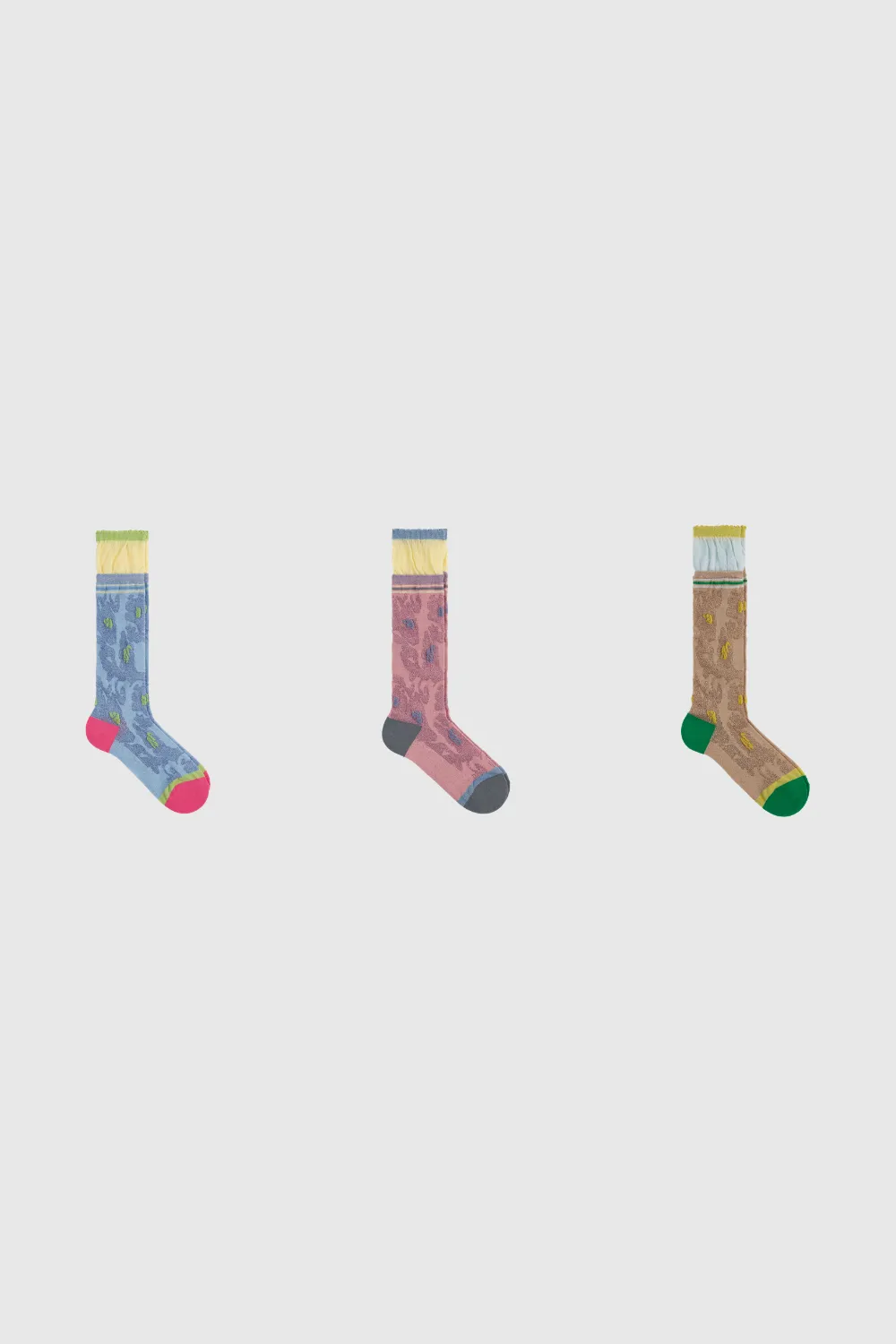 Metallic Varsity Trim Cuffed Socks - Three Pack