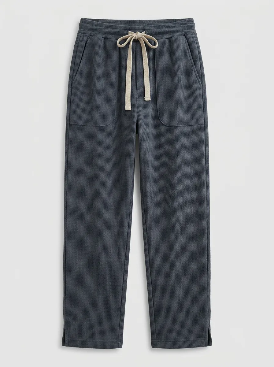 Casual Loungewear Waffle Knit Drawstring Jogger Pants for Unisex Wear