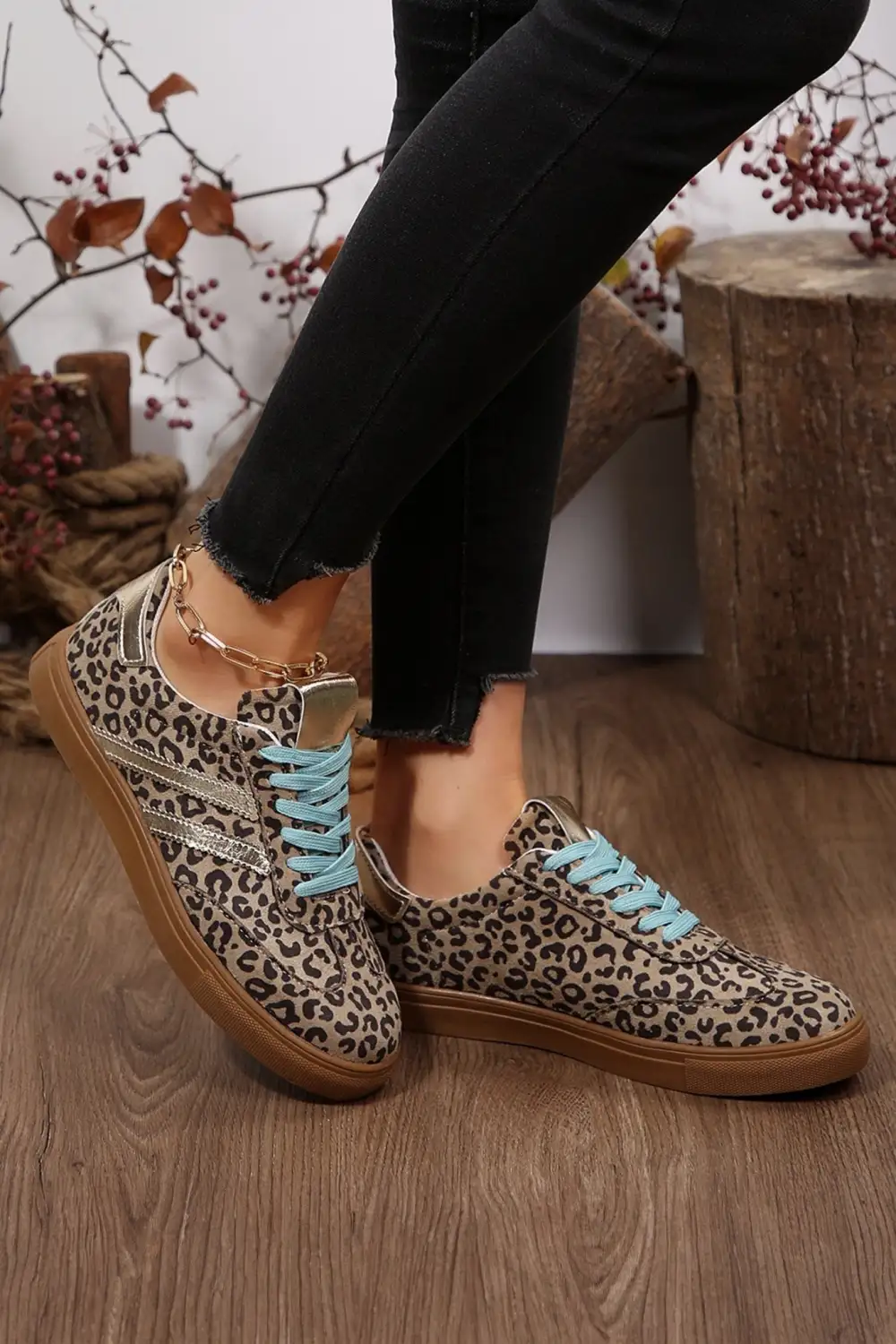 Functional Active Lace Leopard Print Sneakers