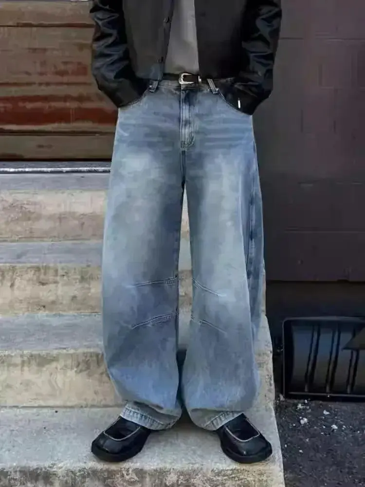 Faded Seam Detail Straight Leg Jeans