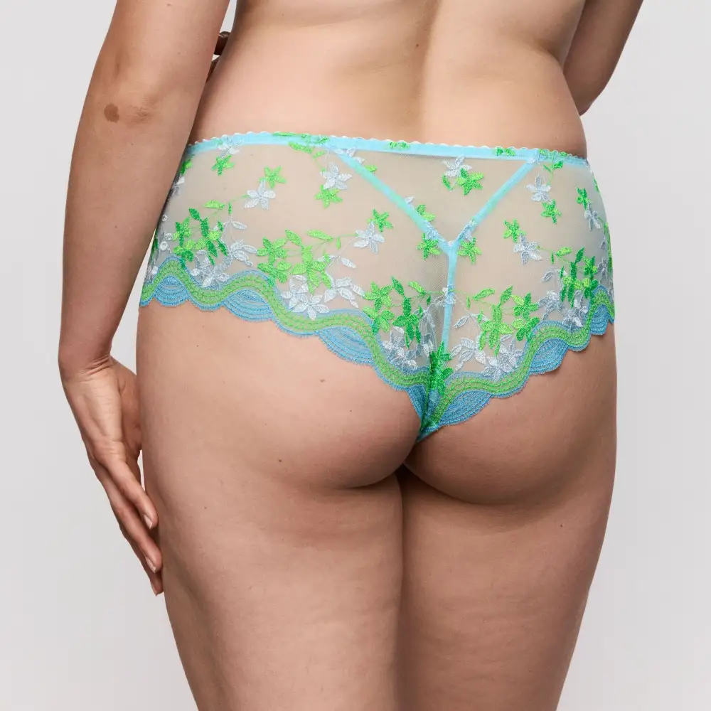 Women's High Cut Cotton Gusset Sheer Detail Cotton Lightweight Soft Fabric Boxer Panty