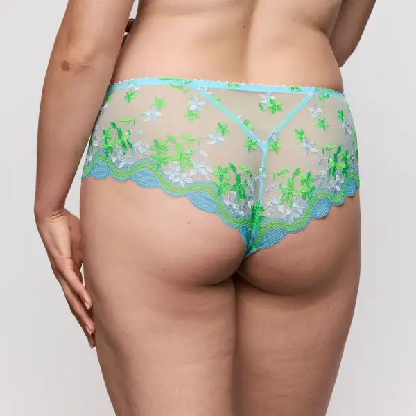 Women's High Cut Cotton Gusset Sheer Detail Cotton Lightweight Soft Fabric Boxer Panty