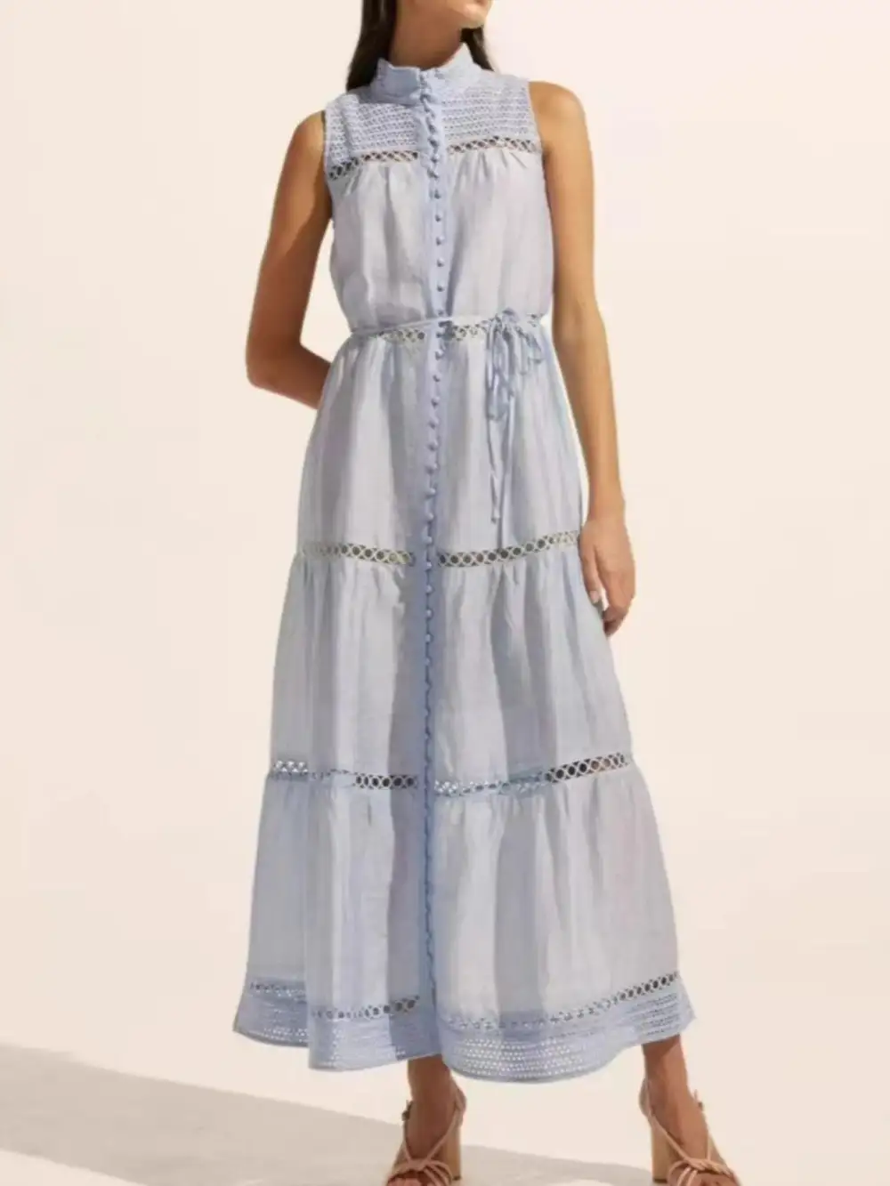 Layered Detail Sleeveless Midi Dress