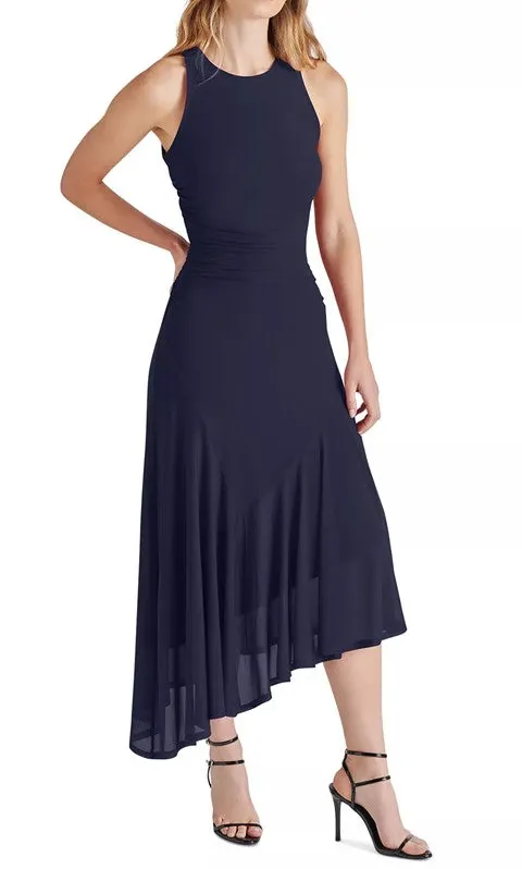 Navy Blue Sleeveless Asymmetrical Dress