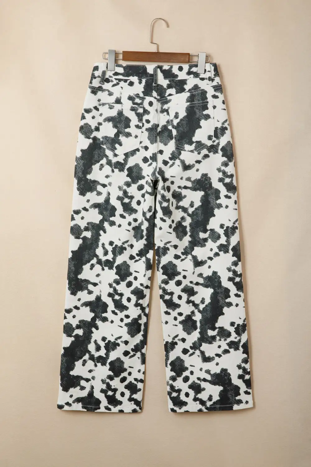 Women's Abstract Print Metal Button Regular Fit Full Length Jeans