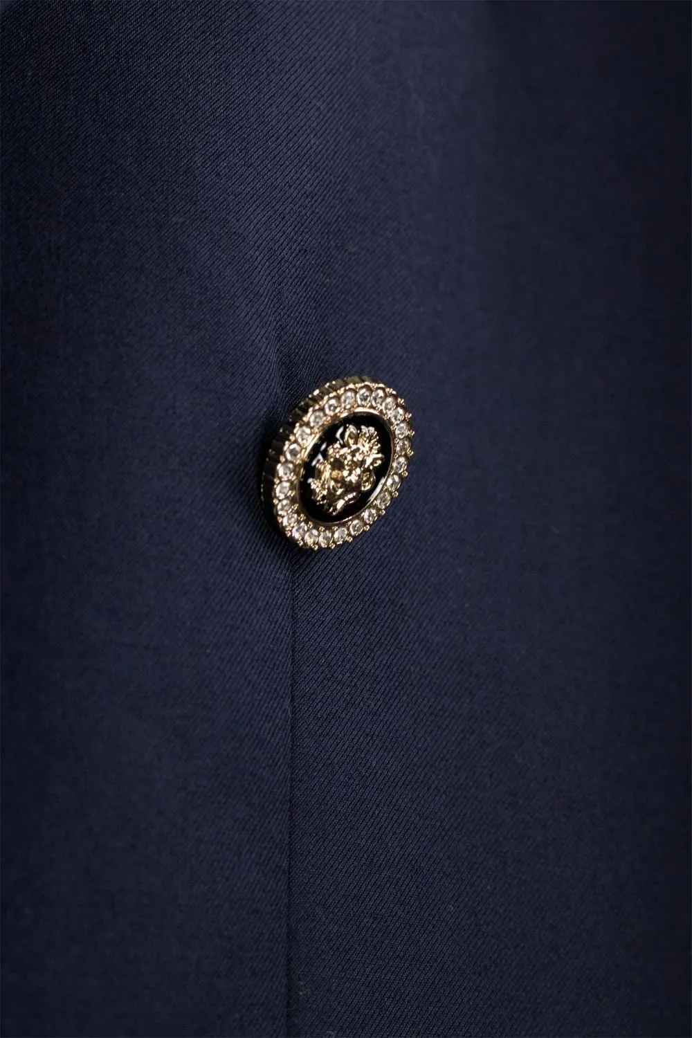 Navy Modern Fit Satin Double Breasted Peak Lapel Side Vents Blazer