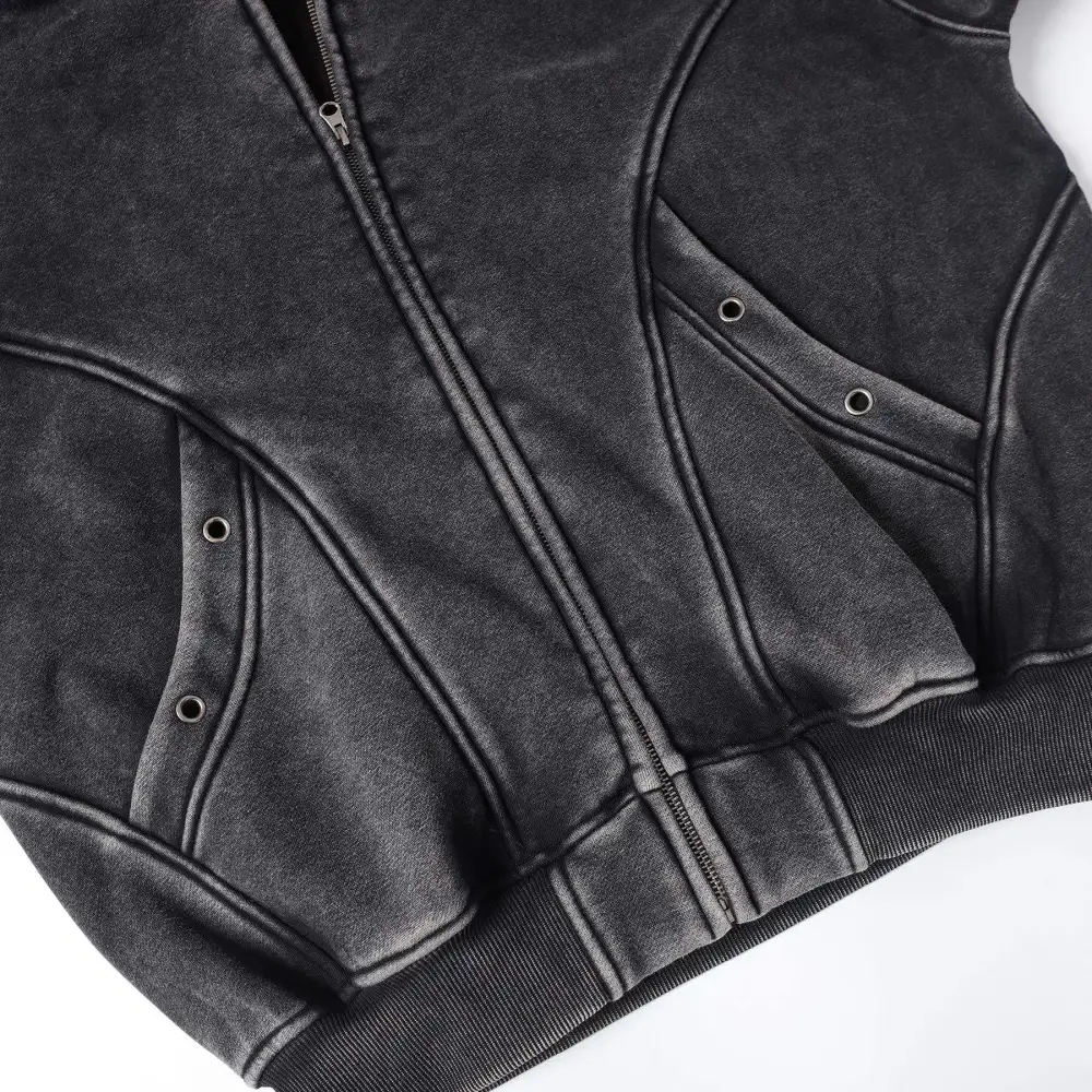 Men's Washed Zip-Up Hoodie Jacket