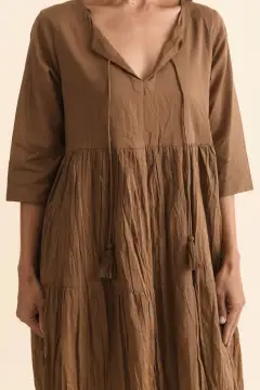 Crinkle Cotton Tiered Relaxed Dress