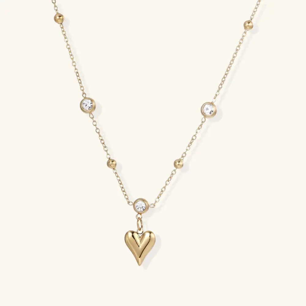 Crystal Heart Charm Necklace
