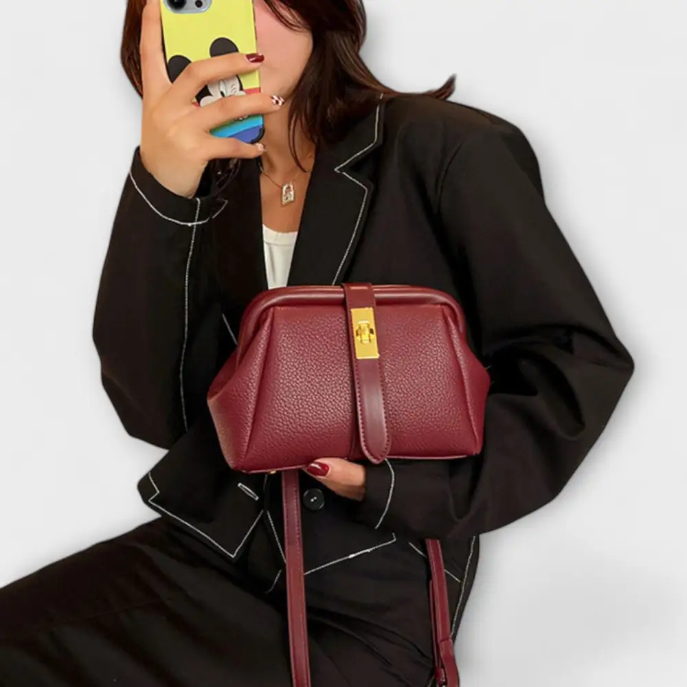 Structured Open Top Leather Handbag