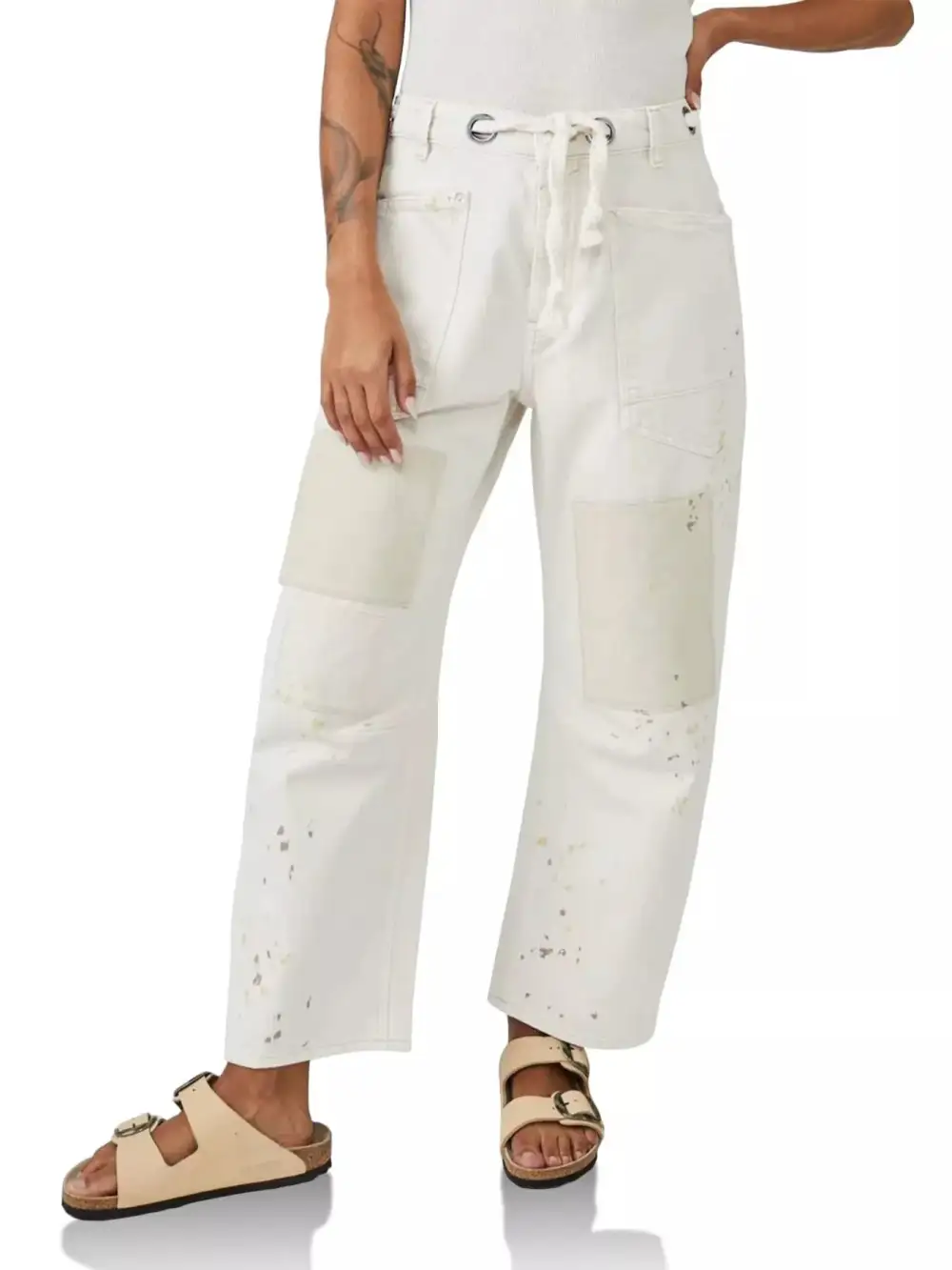 Tailored Wide Leg Washed Denim Jeans
