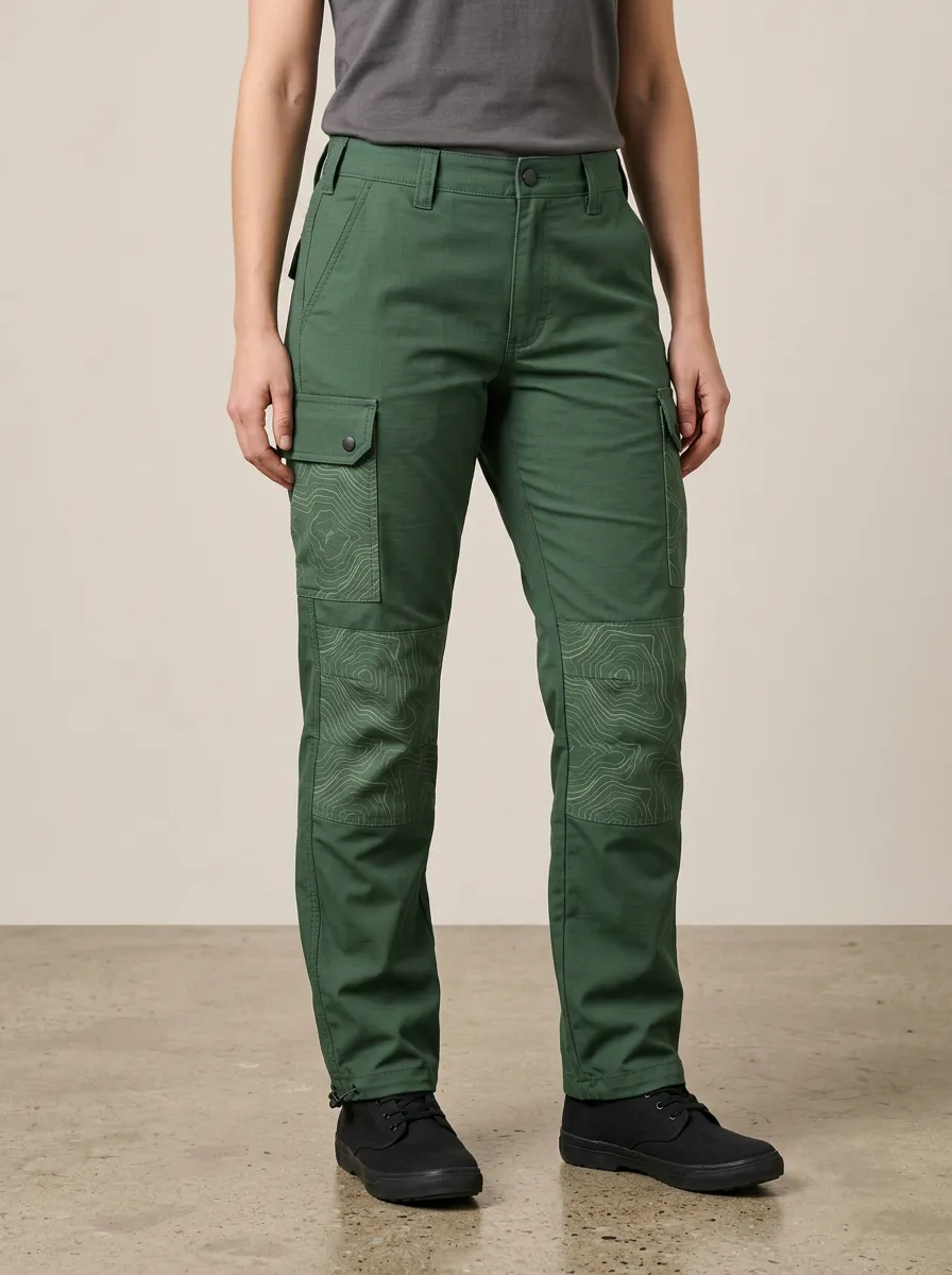 Unisex Outdoor Hiking Topographic Map Printed Tactical Work Pants