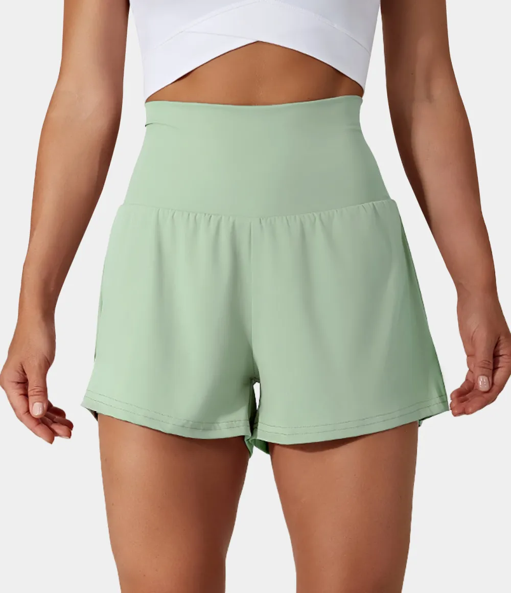 2026🔥  Super High Waisted Back Pocket & Side Hidden Pocket 2-in-1 Yoga Shorts 2.5