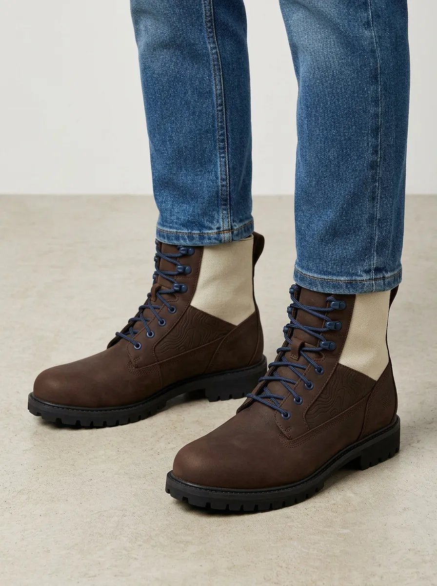 Unisex Distinctive Outdoor Adventure Topographic Pattern Print Work Boots