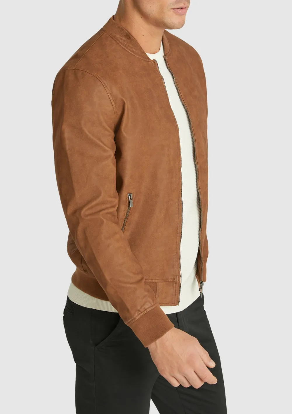 Classic Vintage Leather Slim Fit Tan Jacket