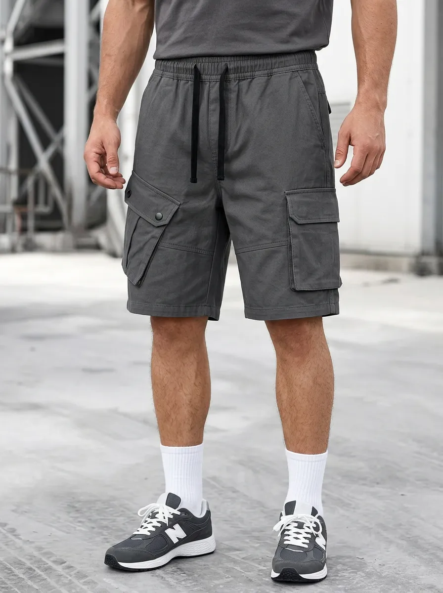 Rugged-Look Multi-Pocket Casual Cargo Shorts