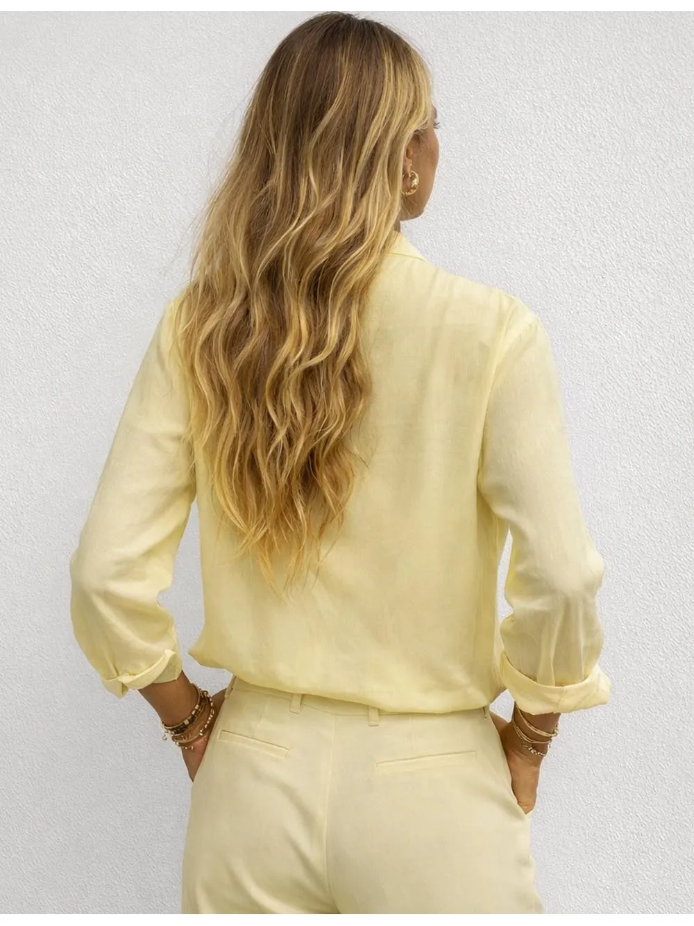 Color Block Neck Button Front Long Sleeves Top