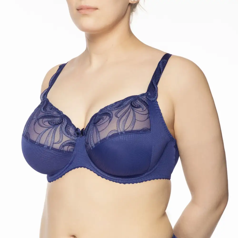 Women's Full Coverage Adjustable Straps Guipure Lace Embroidery Mesh Lift Bra