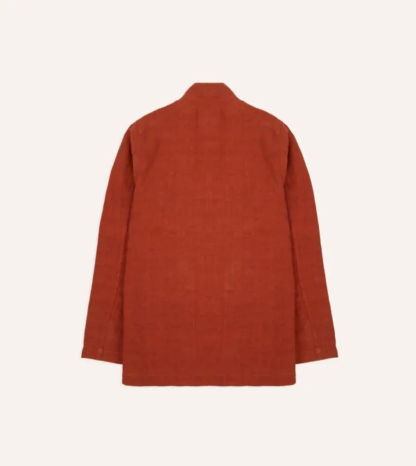 Rust Colored Button Front Cargo Jacket