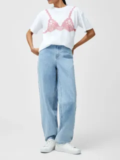 Sexy Lace Pattern Round Neck Short Sleeves