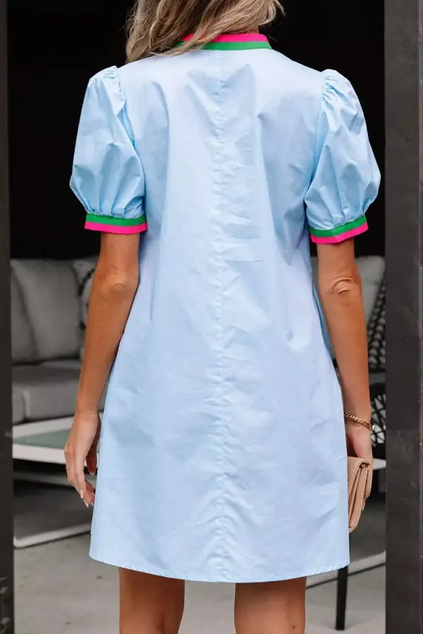 Drape Puff Sleeve Mini Dress