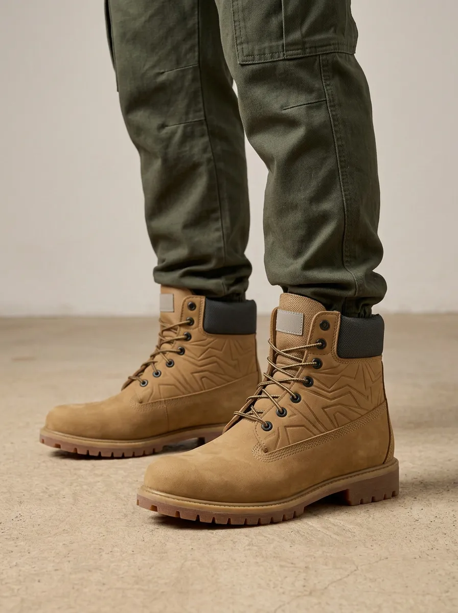 Unisex Everyday Geometric Pattern Embossed Print Work Boots
