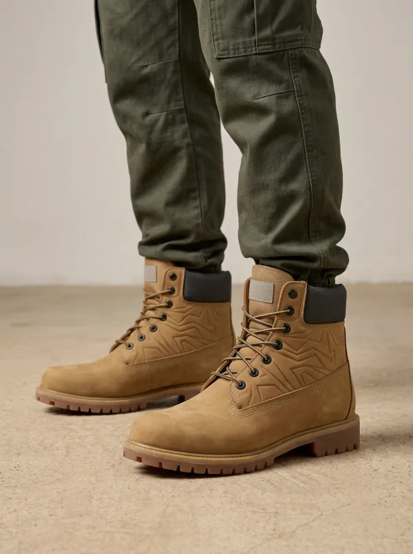 Unisex Everyday Geometric Pattern Embossed Print Work Boots