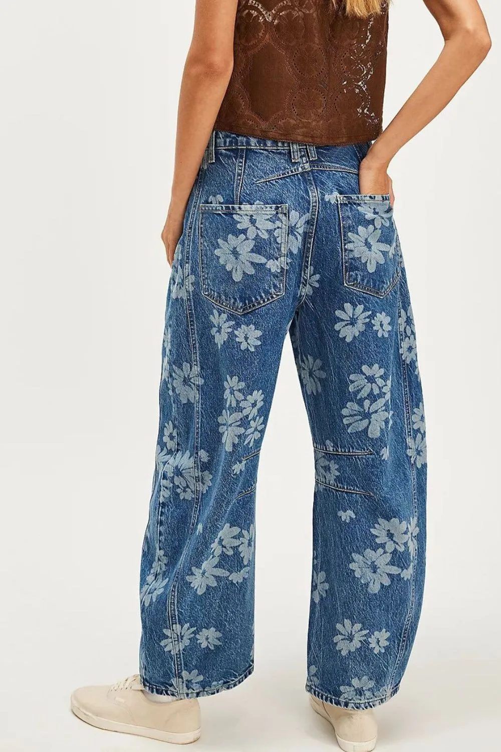 Open Front Fluid Denim Jeans