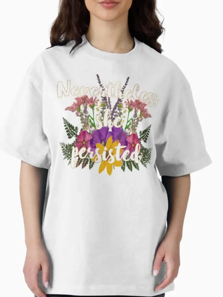 Lady Floral Lettering Round-neck Short-sleeved T-shirt