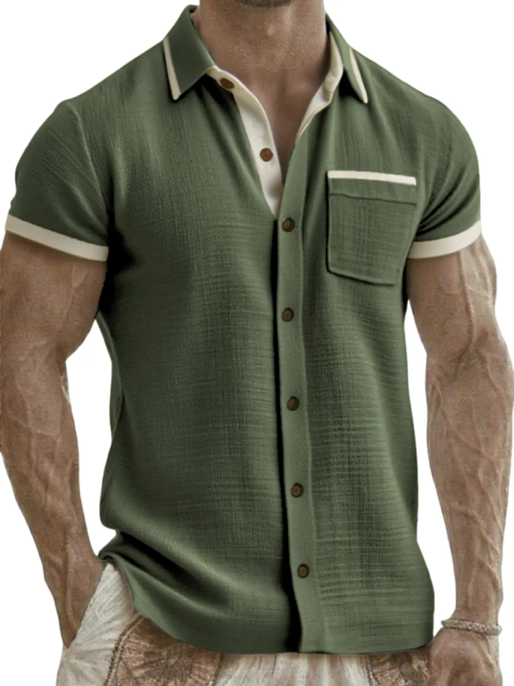 Linen Blend Pocket Shirt