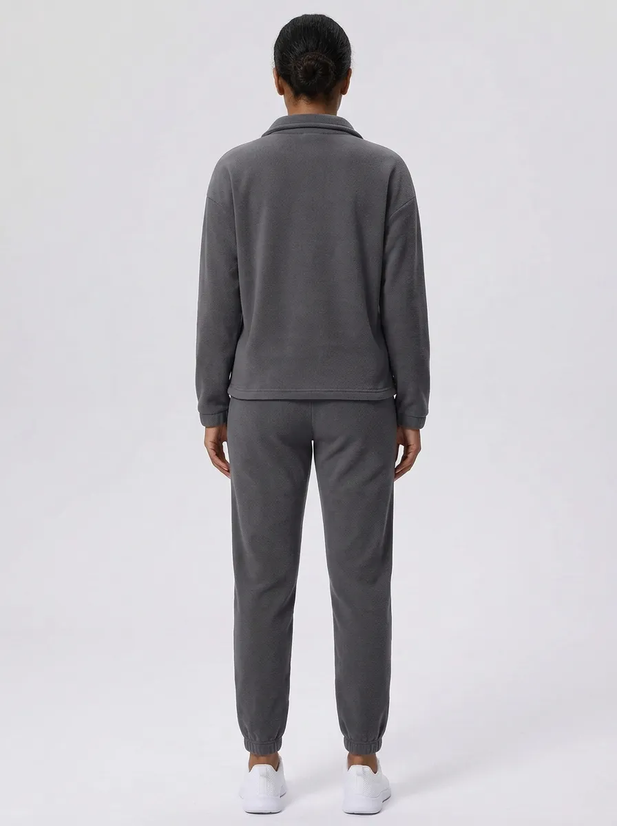 Women's Drop-Shoulder Half-Zip Warm Jogger Set