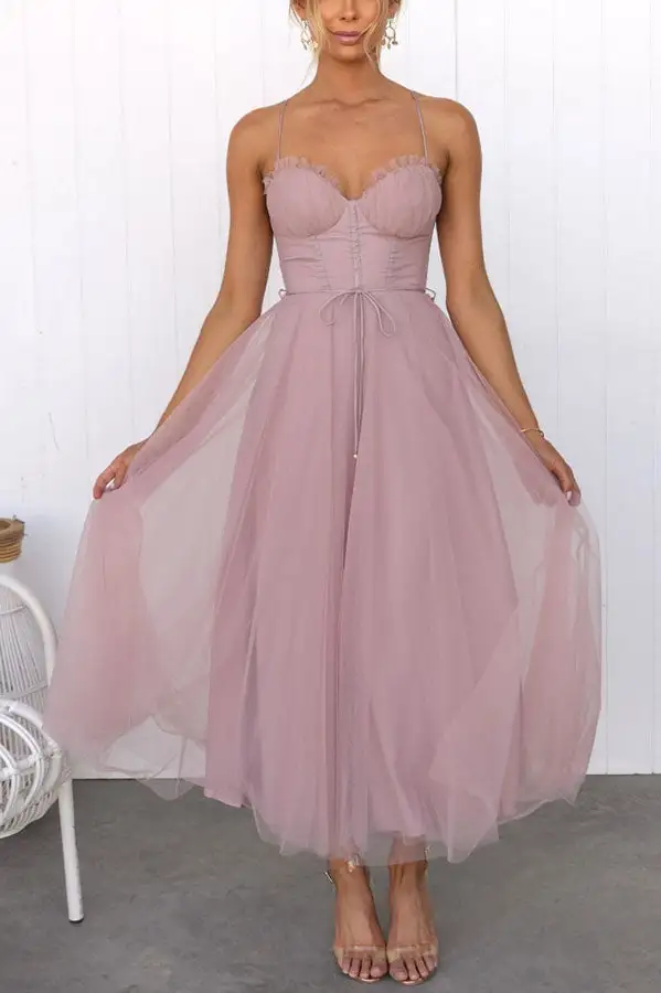  Corset Midi Dress Tulle A Line Design