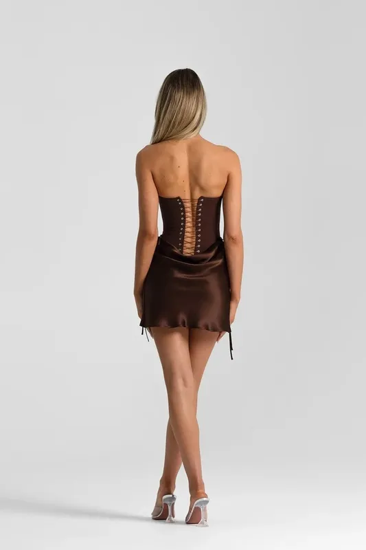 Espresso Bias-Cut Mini Skirt