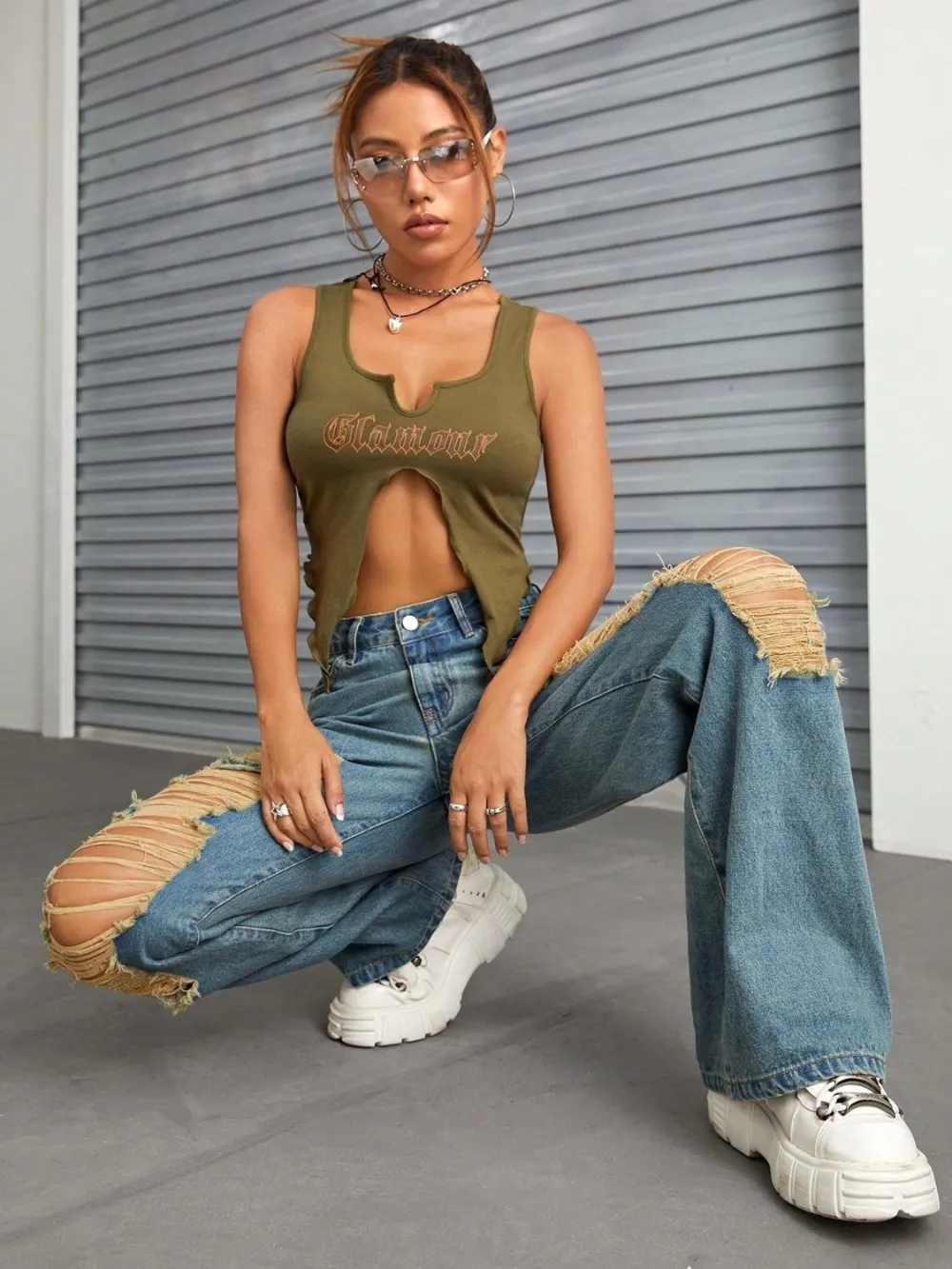 Subtle Texture Straight Leg Denim Jeans