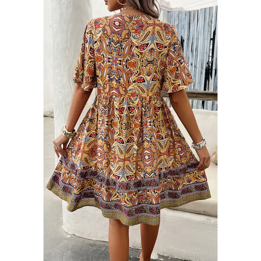 V-Neck Half Sleeve Mini Dress