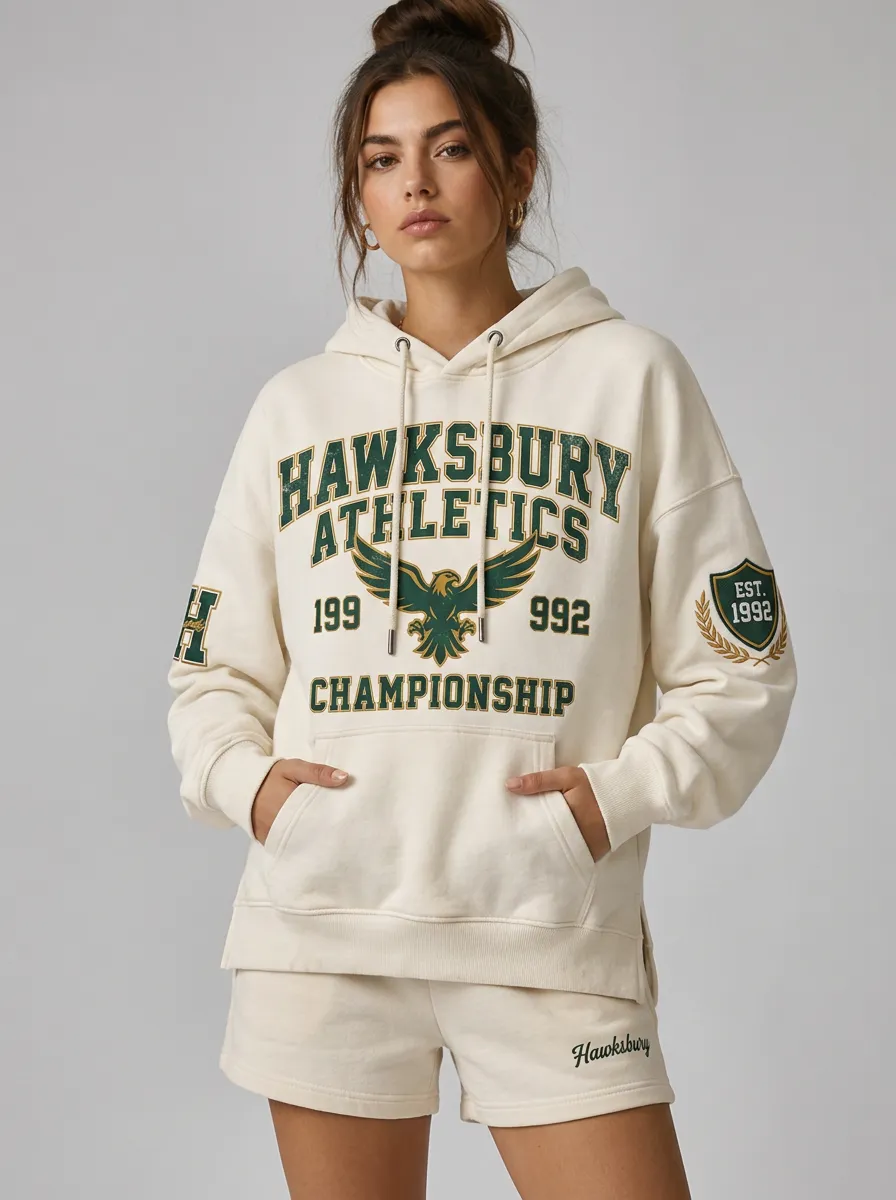 Women's Hawksbury Athletics Eagle Logo Printed Hoodie