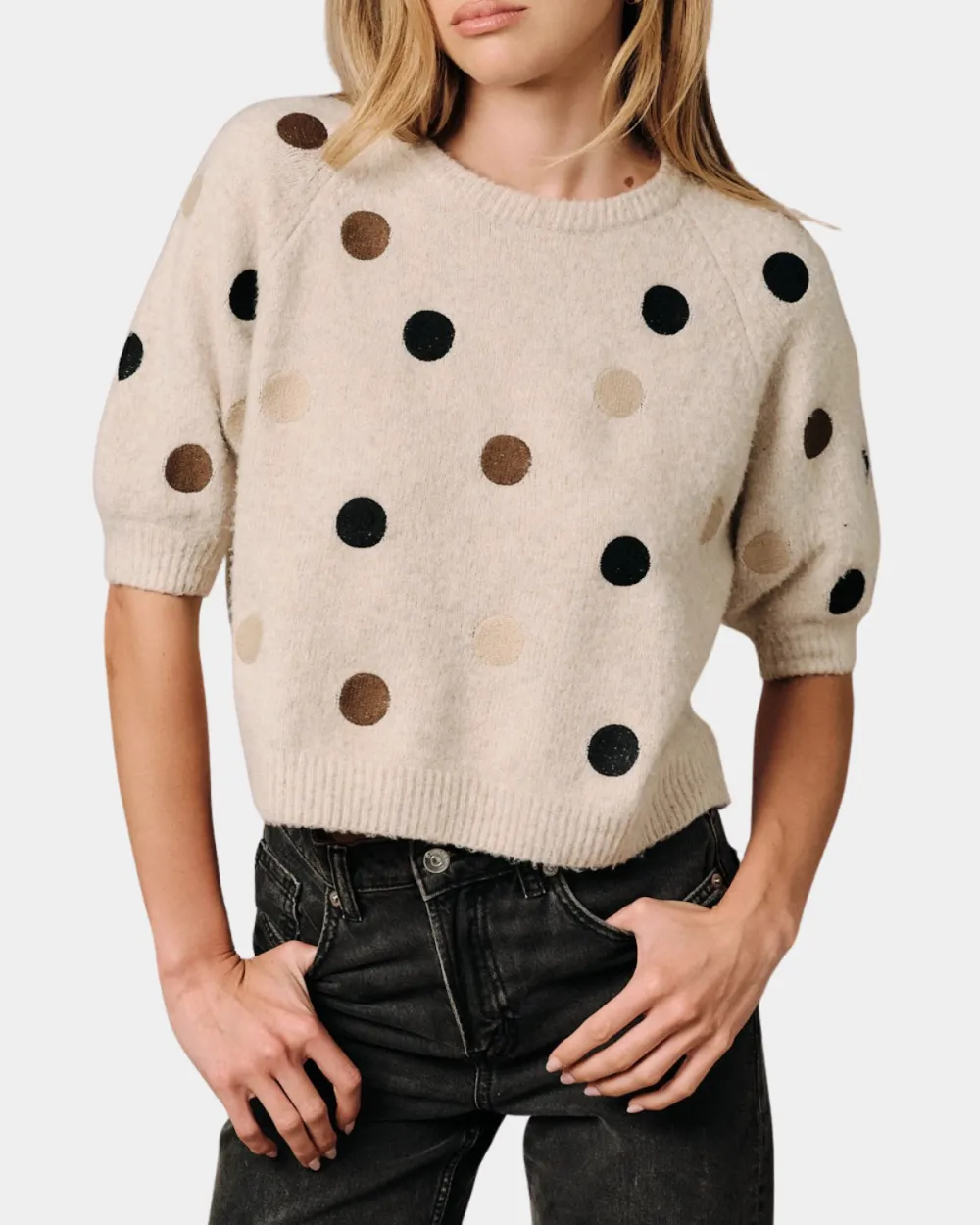 Half Sleeve Polka Dot Top