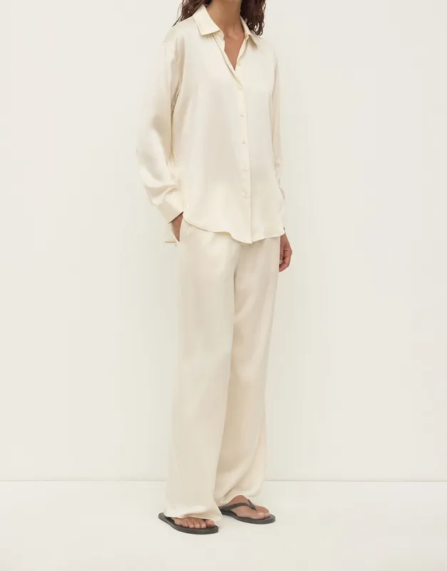 Cream Relaxed Silk Shirt