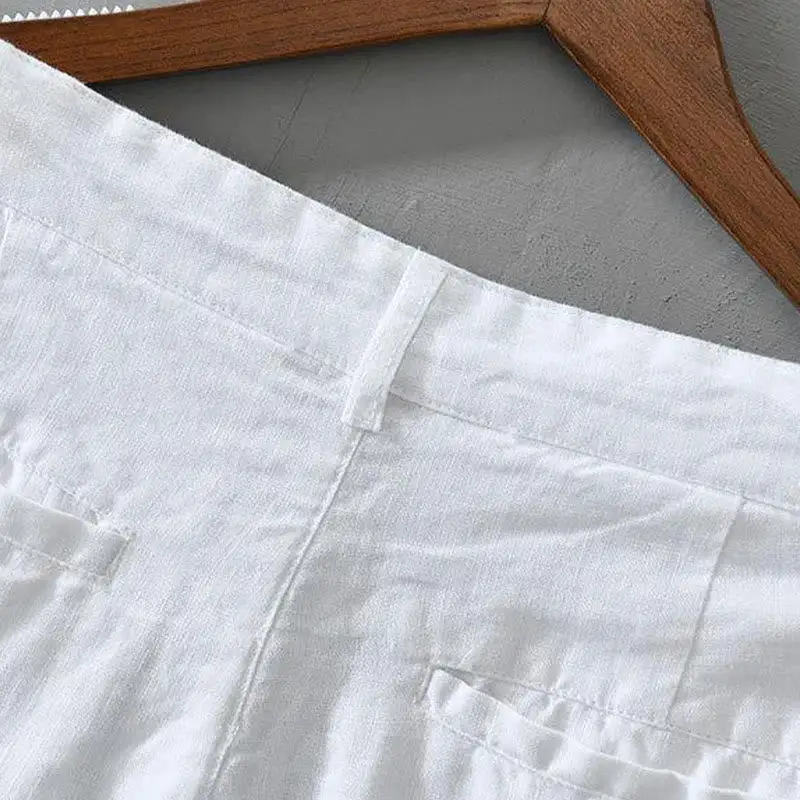 Drawstring Linen Blend Shorts