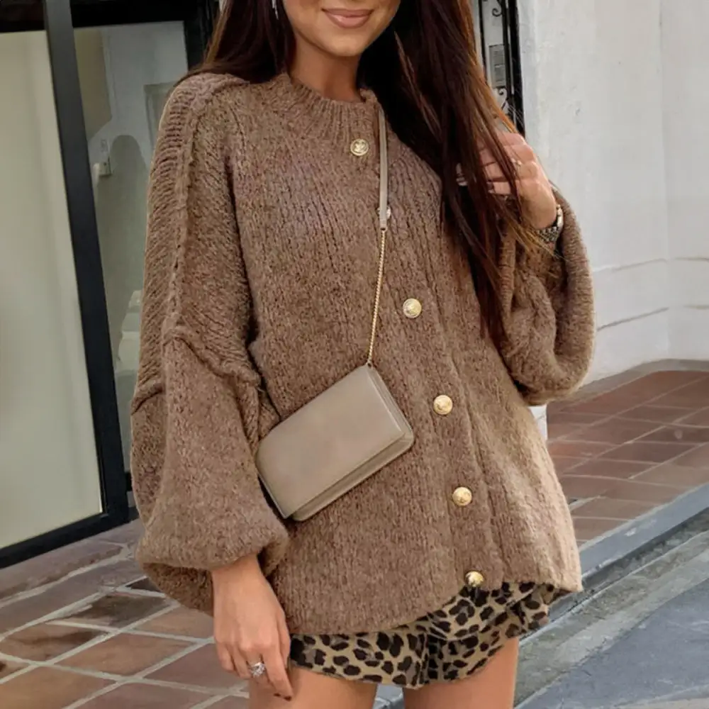 Ribbed Button-Down Shirt Long Sleeve Sweater