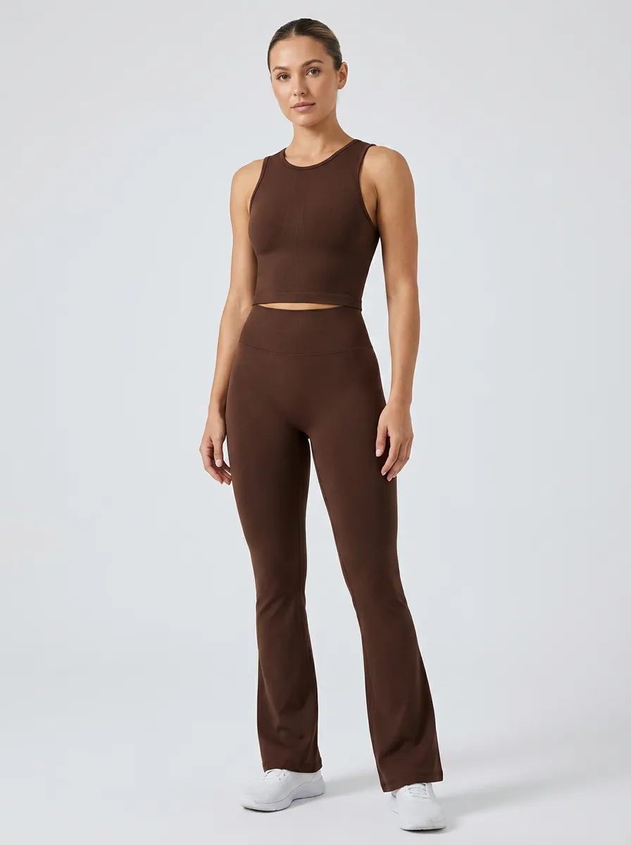 Active Zip-Up Women's Tank Top Flare Pants Active Set