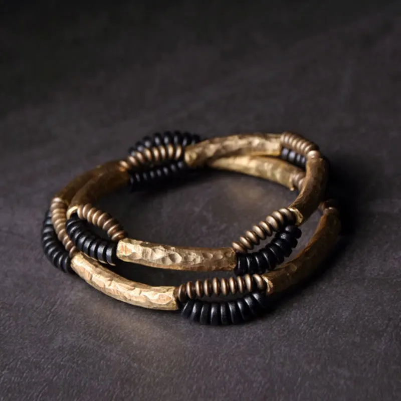 Vintage Ebony Wood Copper Handmade Bracelet